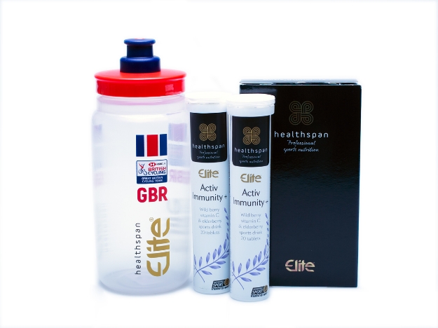 Picture of British Cycling 550ml Bottle AND Healthspan Activ Immunity + - 40 Effervescent Tablets 