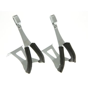BLB Steel SB/SG Toe Clips w/leather - Silver