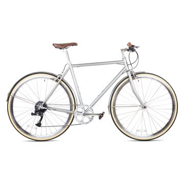 6KU Odyssey 8spd City Bike - Brandford Silver