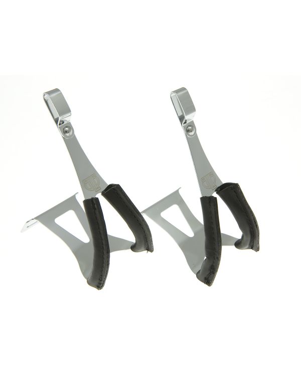 BLB Steel SB/SG Toe Clips w/leather - Silver